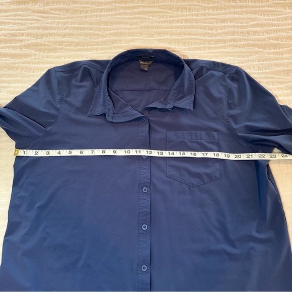Eddie Bauer Classic Button Down Shirt Blue Stretch XL - Picture 3 of 6